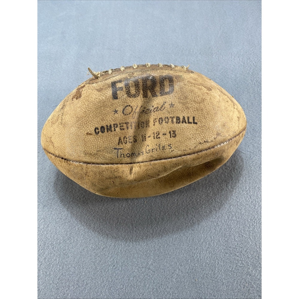 Vintage Ford Football Official Competition Ages 11-13 Made In USA Leather